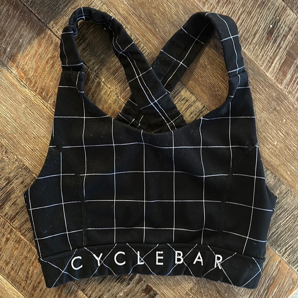 Glyder Black Plaid Cyclebar Bra